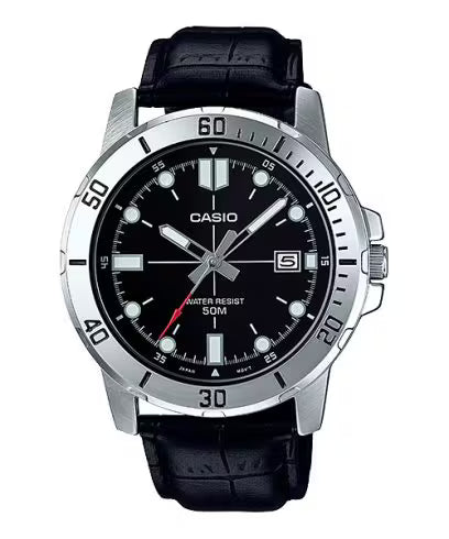 Enticer Men Quartz Black Dial Analog Leather Watch A1371