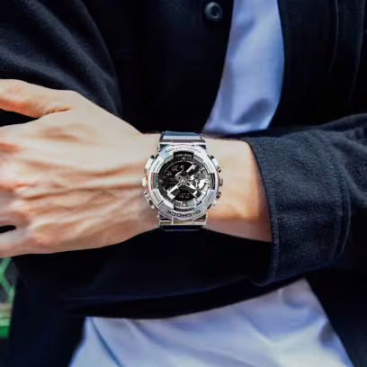 Casio G-Shock GM-110-1ADR Silver Analog-Digital Dial Black Resin Strap Men's Watch Shock And 200M Water Resistant G1051