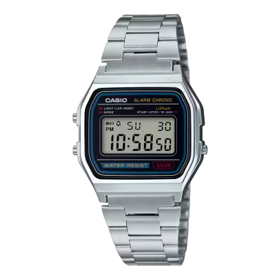 Casio Vintage A-158WA-1Q Digital Grey Dial Unisex Watch Silver Metal Strap (D011)