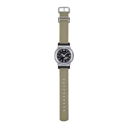G-Shock Casio Gm-2100C-5Adr Black Analog-Digital Dial Brown Cloth Band Men's Watch Shock and 200M Water Resistant G1372