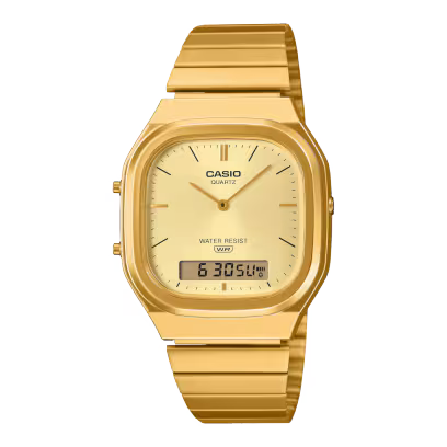 Casio Vintage AQ-240EG-9ADF Analog-Digital Gold Dial Unisex (D421)