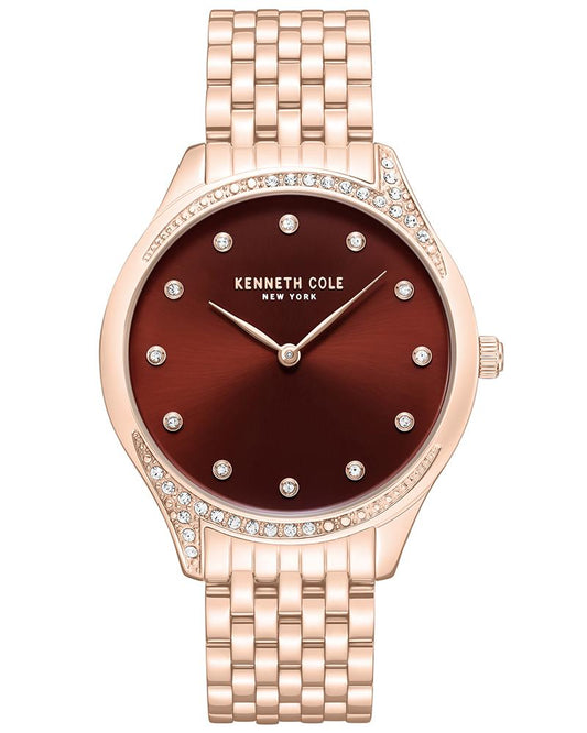 Kenneth Cole Quartz Analog Maroon Dial Rose Gold Colour Stainless Steel Strap Watch For Women KCWLG0068203LD