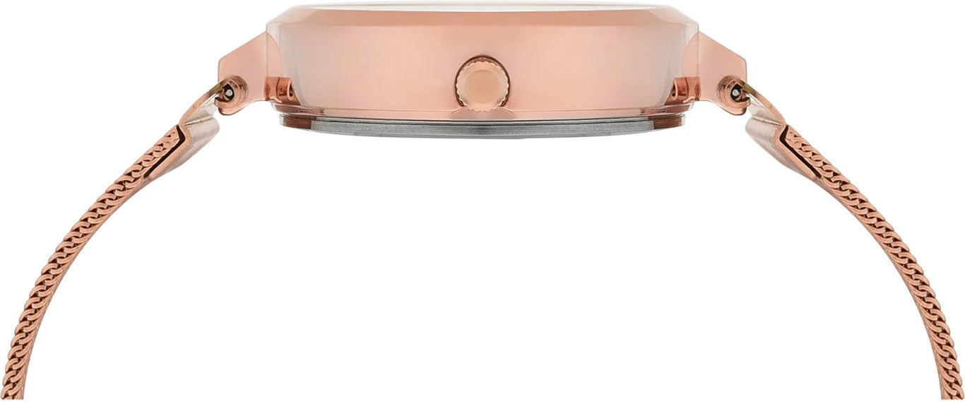 Timex Fashion Women's Mother of Pearl Dial Round Case 3 Hands Function Watch -TW000X220