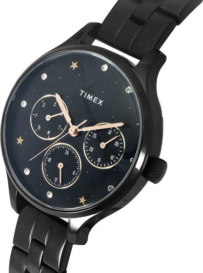 TIMEX Round 36mm Black Dial Analog Watch  - For Women TWEL14816