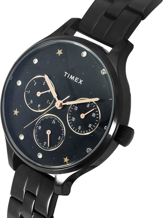 TIMEX Round 36mm Black Dial Analog Watch  - For Women TWEL14816