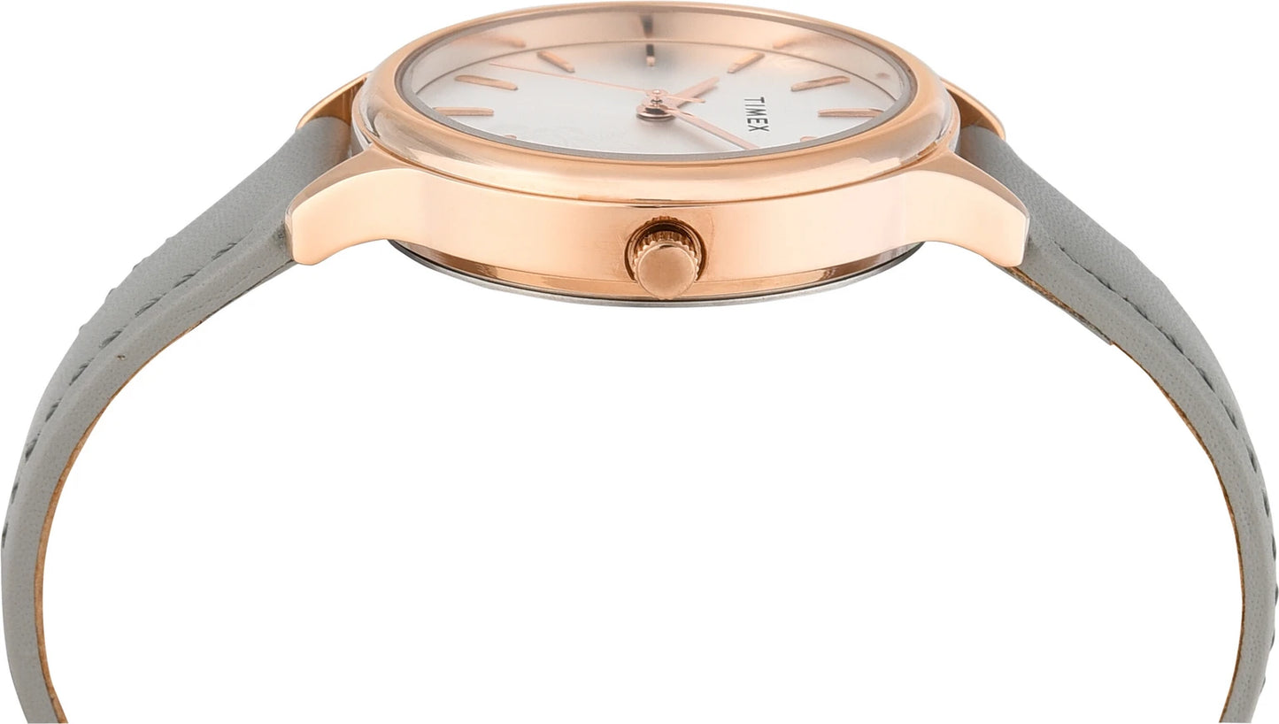 Timex Fashion Women Quartz Silver Dial Analog Leather Watch TWTL12104
