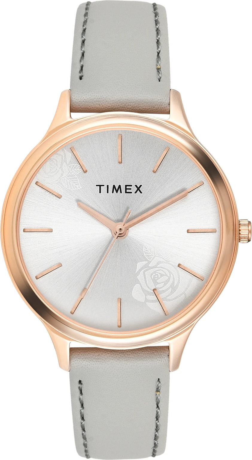 Timex Fashion Women Quartz Silver Dial Analog Leather Watch TWTL12104