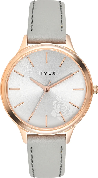 Timex Fashion Women Quartz Silver Dial Analog Leather Watch TWTL12104