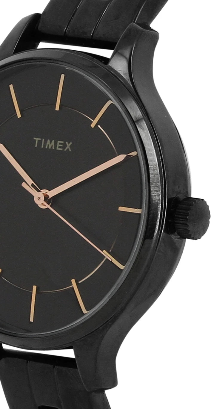 Timex Fashion Women Quartz Black Dial Analog Stainless Steel Watch TWEL14809