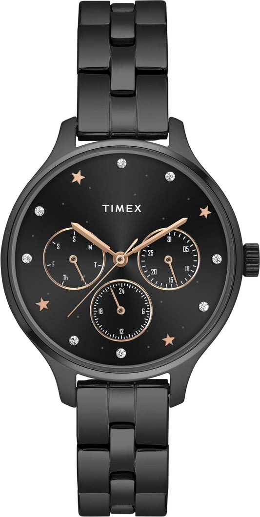 TIMEX Round 36mm Black Dial Analog Watch  - For Women TWEL14816