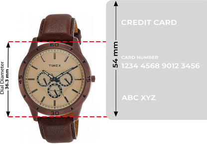 Timex Fashion Men's Quartz Analog Brown Dial Round Case Multifunction Function Watch -TW000U915