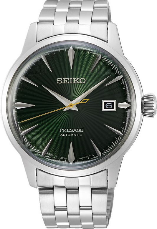 Seiko Presage Men Automatic Green Dial Analog Stainless Steel Watch SRPE15J1