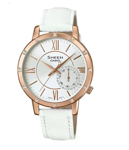 Casio Sheen Analog White Dial Women's Watch - SHE-3046GLP-7AUDR(SX164)