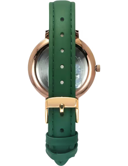 TIMEX Fashion Women Quartz Green Dial Analog Leather Watch TWEL14713