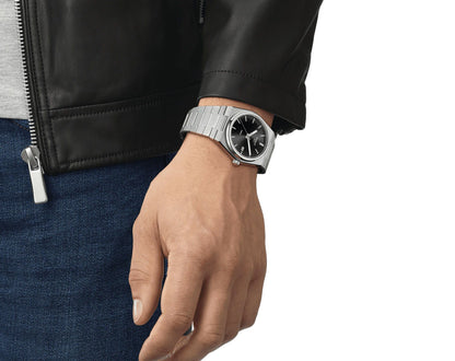 Tissot PRX Men Quartz Black Dial Analog Stainless Steel Watch T1374101105100