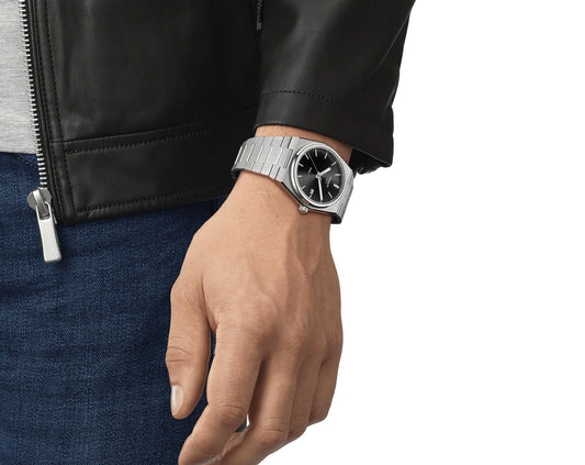 Tissot PRX Men Quartz Black Dial Analog Stainless Steel Watch T1374101105100