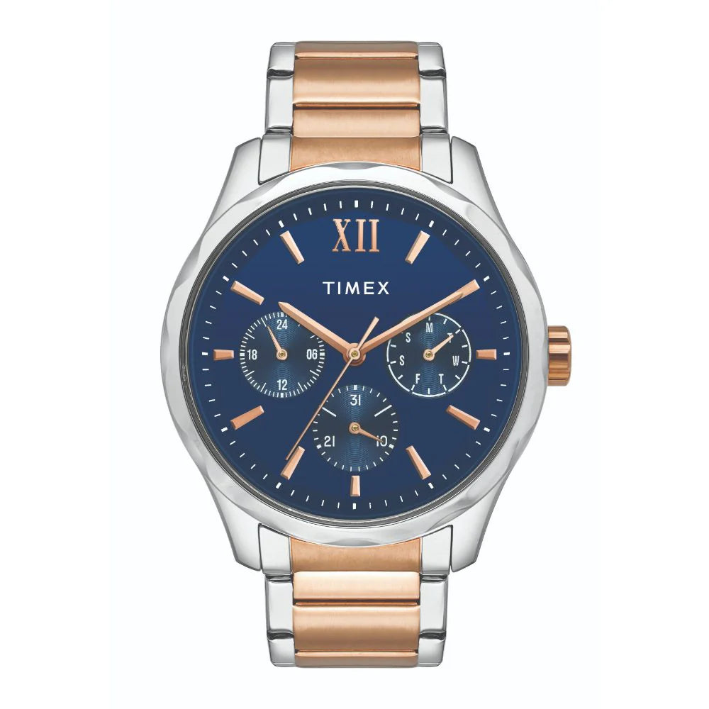 Timex Empera Pairs Blue Dial Round Case Multifunction Function Watch -TW00PR267