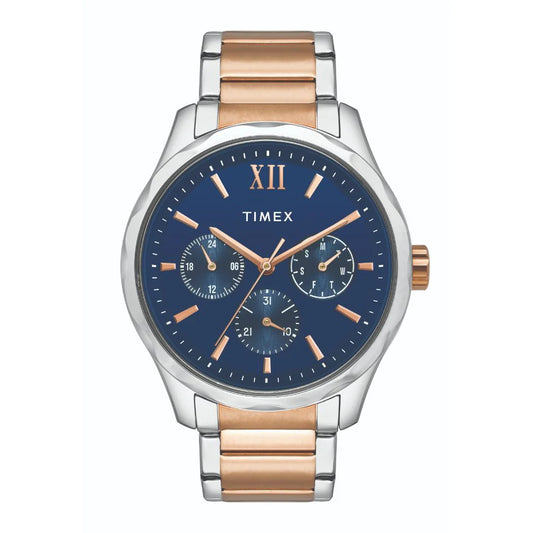 Timex Empera Pairs Blue Dial Round Case Multifunction Function Watch -TW00PR267