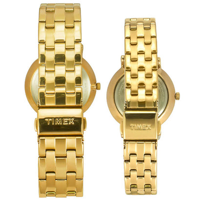 Timex Empera Pairs Champagne Dial Round Case 10 Year Battery Life Date Function Watch -TW00PR280