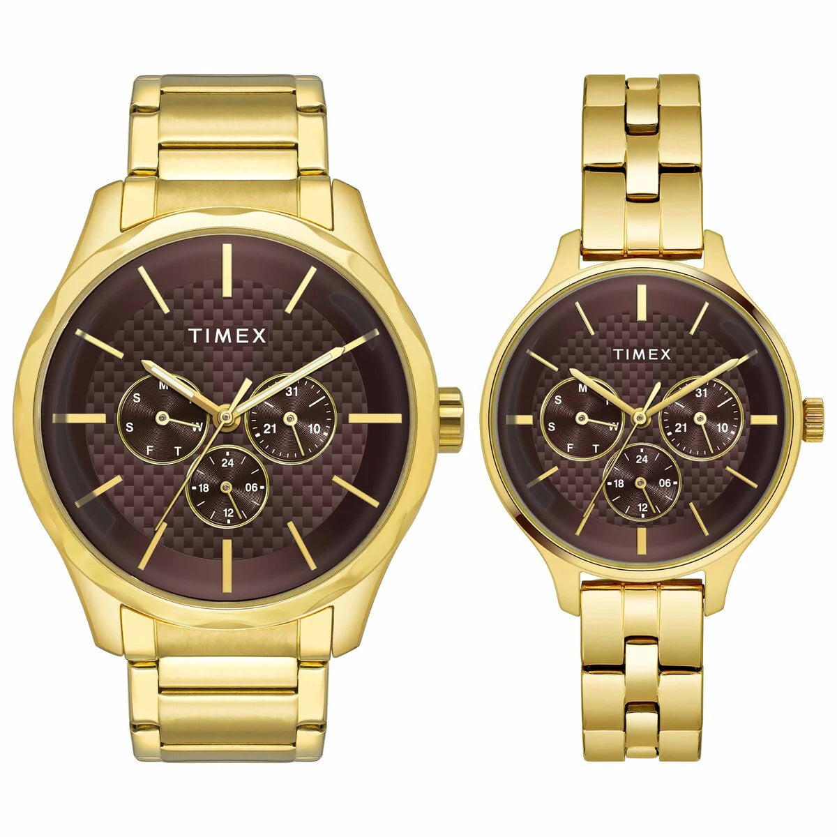 Timex Fashion Collection Premium Quality Multifunction Pair's Analog Brown Dial TW00PR297