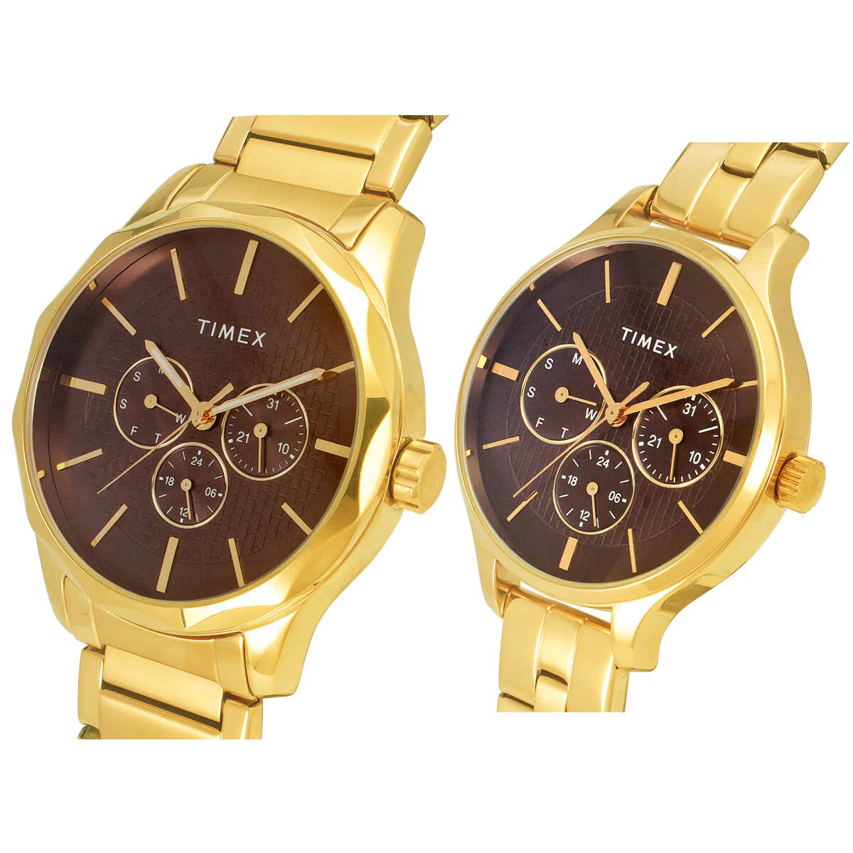 Timex Fashion Collection Premium Quality Multifunction Pair's Analog Brown Dial TW00PR297