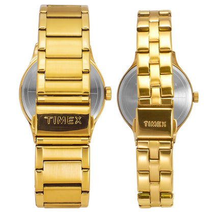 Timex Fashion Collection Premium Quality Multifunction Pair's Analog Brown Dial TW00PR297
