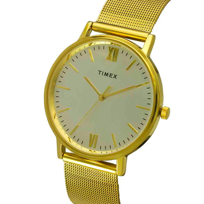 TIMEX Analog Watch for Man with Silver Round Dial & Gold Stainless Steel TW0TG8010