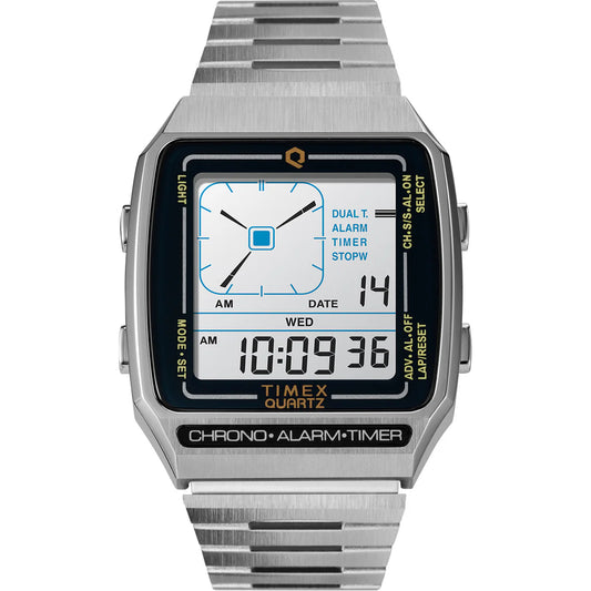 Timex Q Reissue Digital LCA 32.5mm Stainless Steel Bracelet Watch - TW2U72400U9