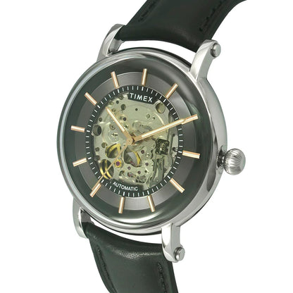 Timex E Class Men's Black Dial Round Case Automatic Function Watch -TWEG16716