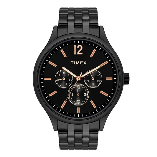 Timex Fashion Men's Black Dial Round Case Multifunction Function Watch -TWEG18405