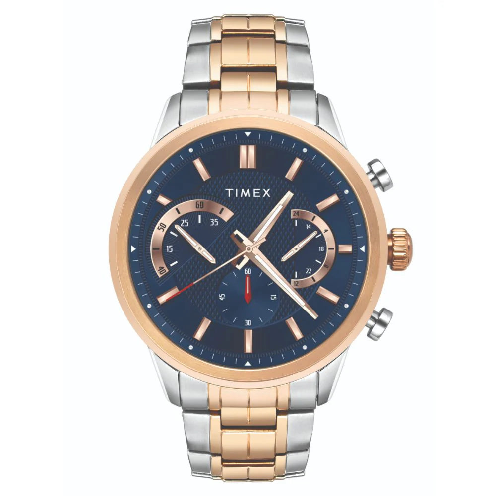 Timex E Class Men's Blue Dial Round Case Chronograph Function Watch -TWEG18604