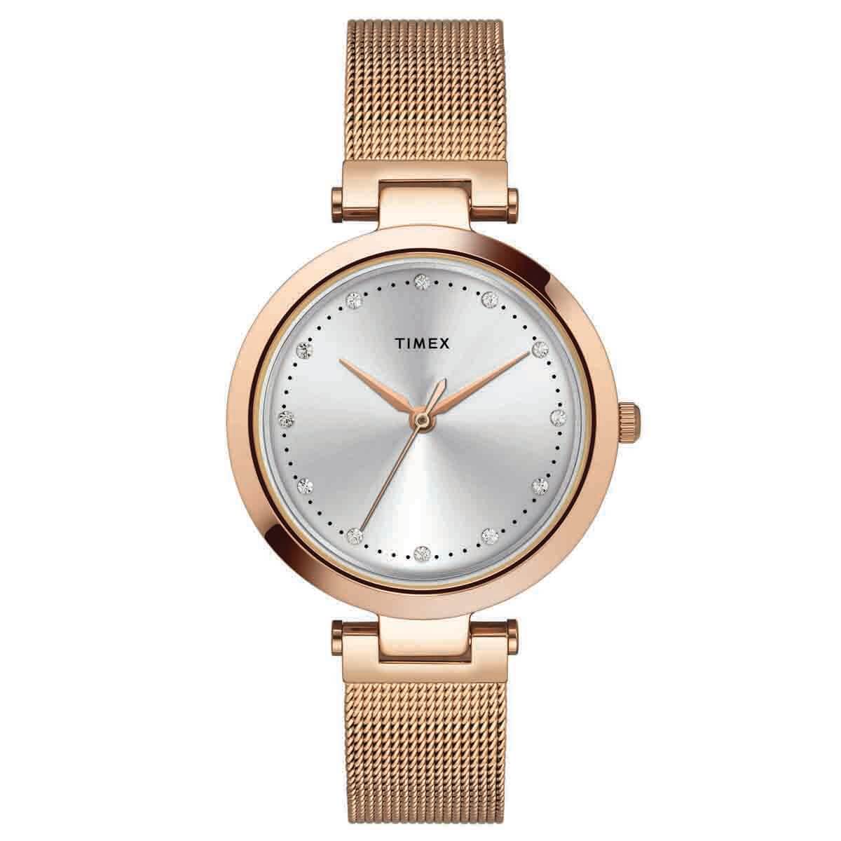 Timex Fashion Women's Silver Dial Round Case 3 Hands Function Watch -TWEL11823