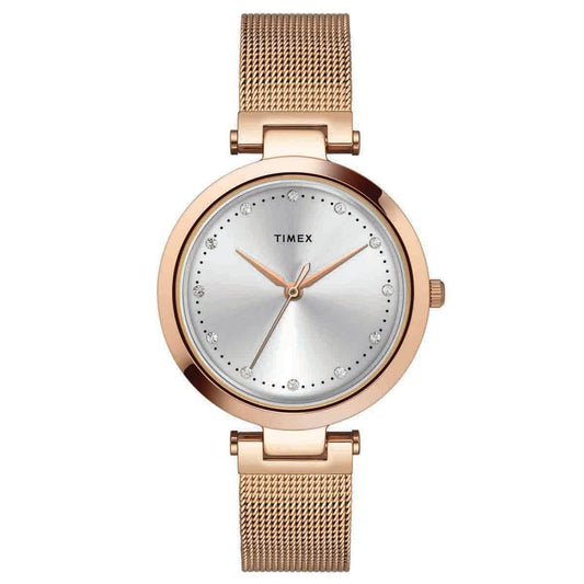 Timex Fashion Women's Silver Dial Round Case 3 Hands Function Watch -TWEL11823