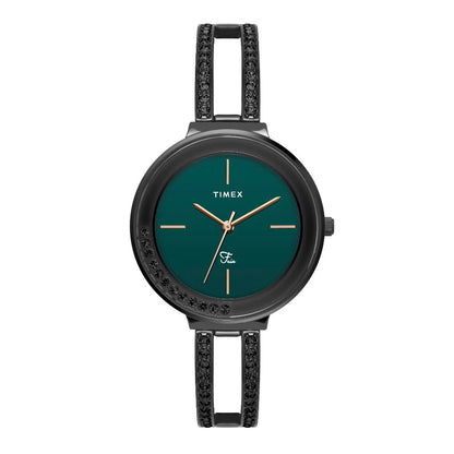 Timex Fria Women's Green Dial Round Case 3 Hands Function Watch -TWEL13505