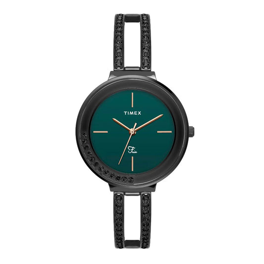 Timex Fria Women's Green Dial Round Case 3 Hands Function Watch -TWEL13505