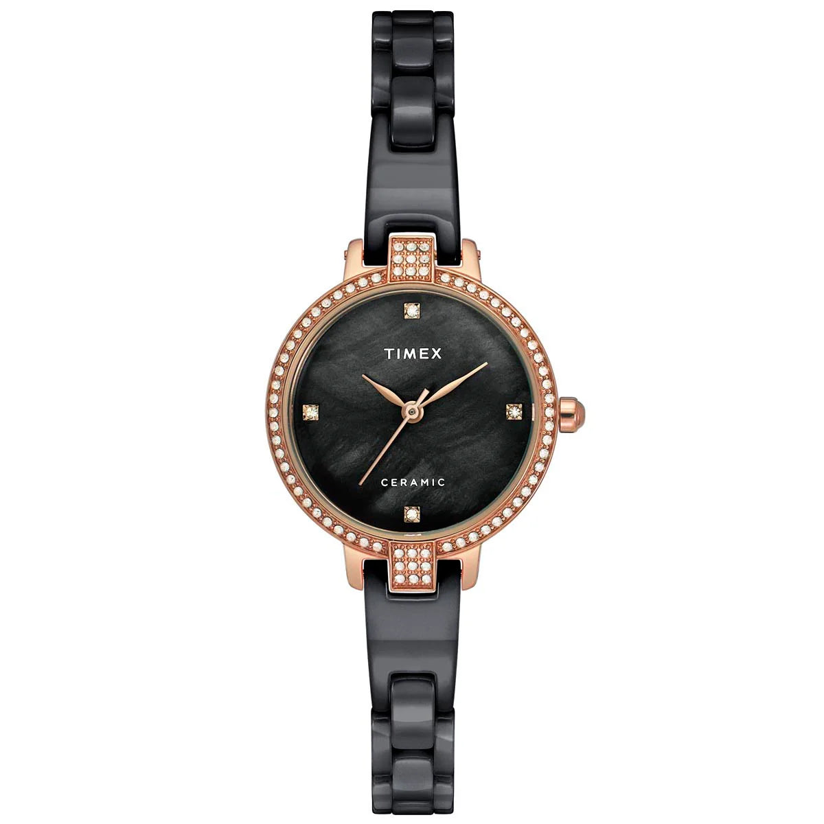 Timex Fashion Women's Mother of Pearl Dial Round Case 3 Hands Function Watch -TWEL15703
